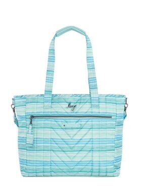 Lug Paddle Carry-All Tote Love Waves Aqua Pastel Stripes